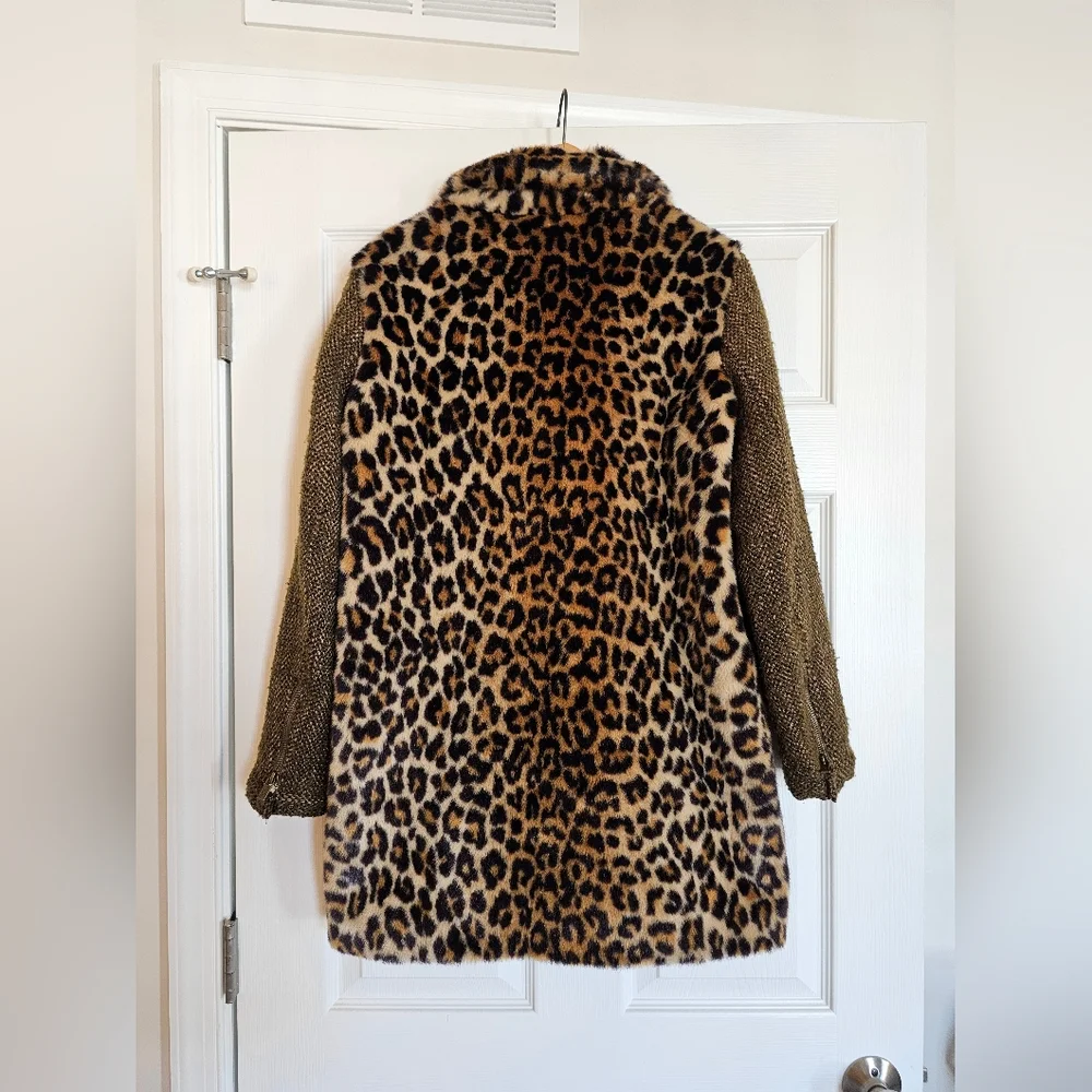 Scotch & Soda Contrast Faux Leopard Coat Size XS
